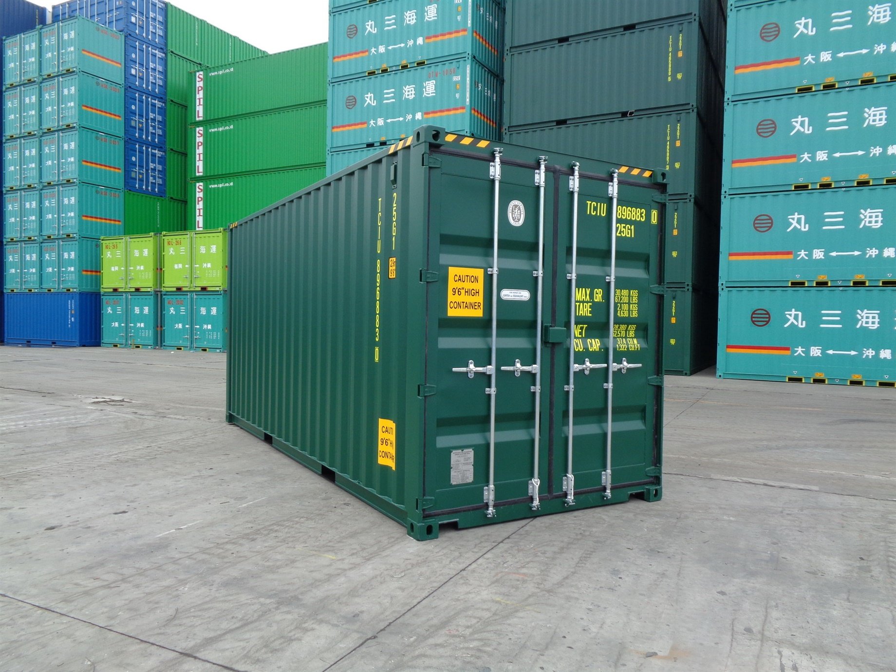 20 foot HC High Cube green storage container titan containers