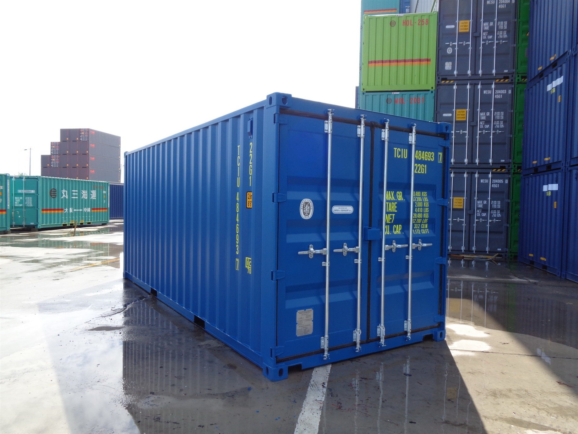20 foot HC High Cube light blue storage container titan containers
