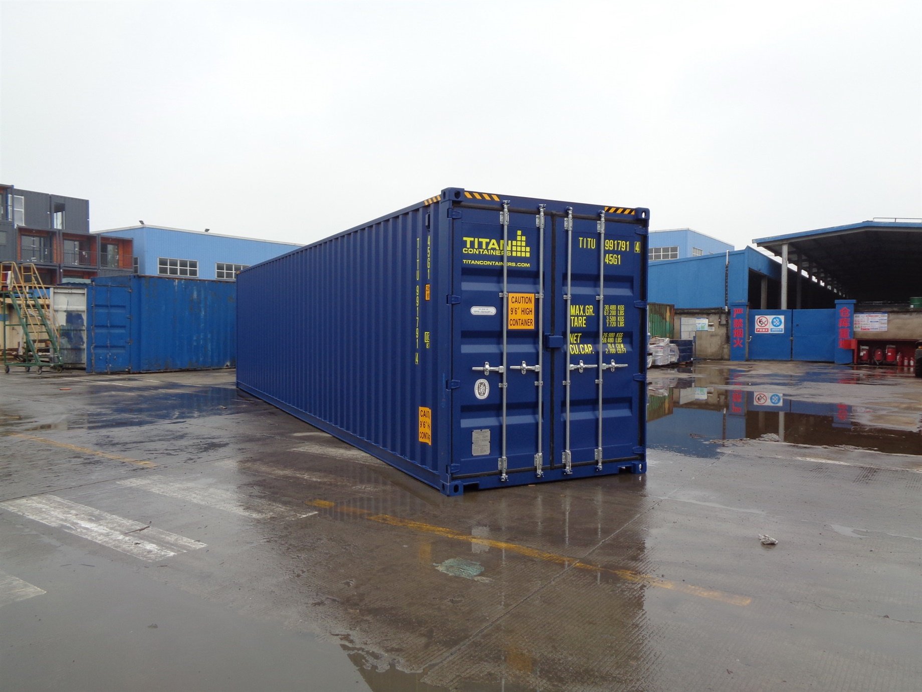 40 foot HC High Cube blue storage container titan containers