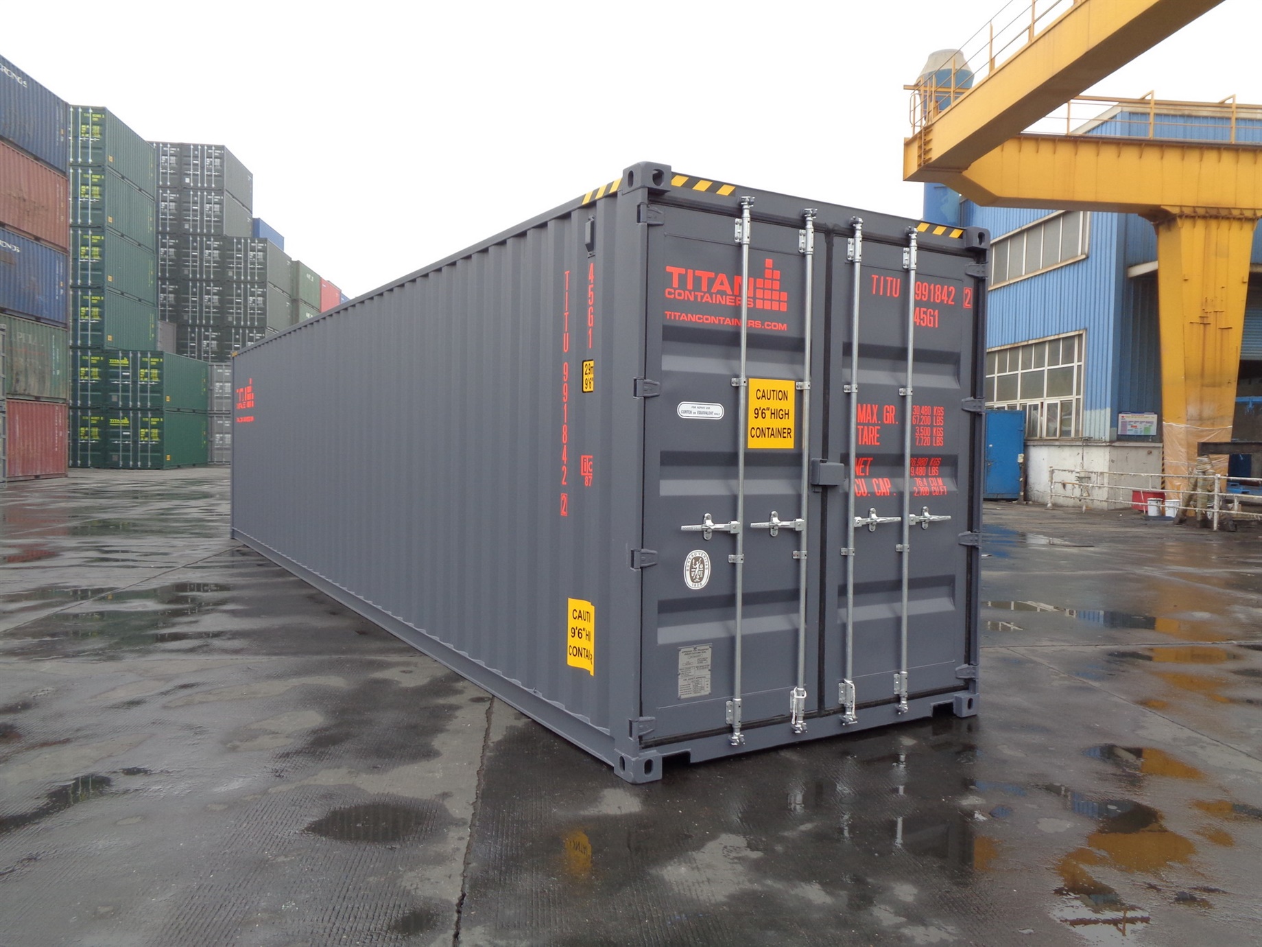 40 foot HC High Cube gray storage container titan containers