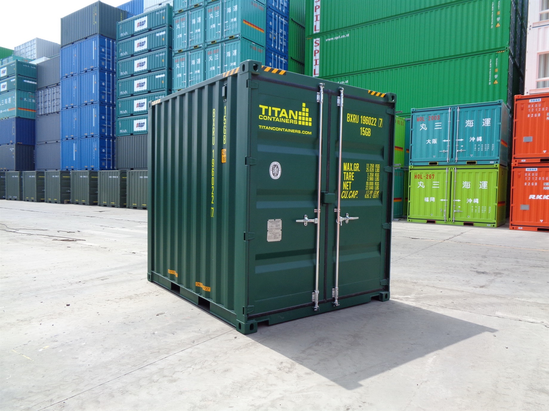 6 8 10 green HC High Cube doors closed foot storage container TITAN Shiipping Containers