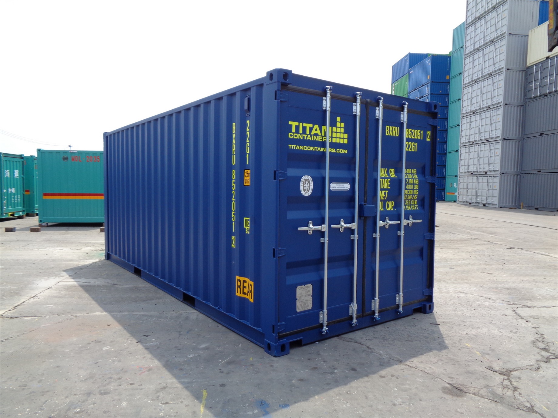 Container with doors on each end closed