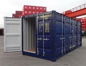 Blue 20ft container open door - TITAN Containers